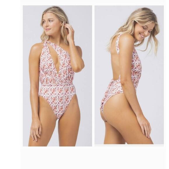 New Anthropologie x L SPACE Allegra One-piece Halter Geo Swimsuit $198 MEDIUM - Picture 5 of 12
